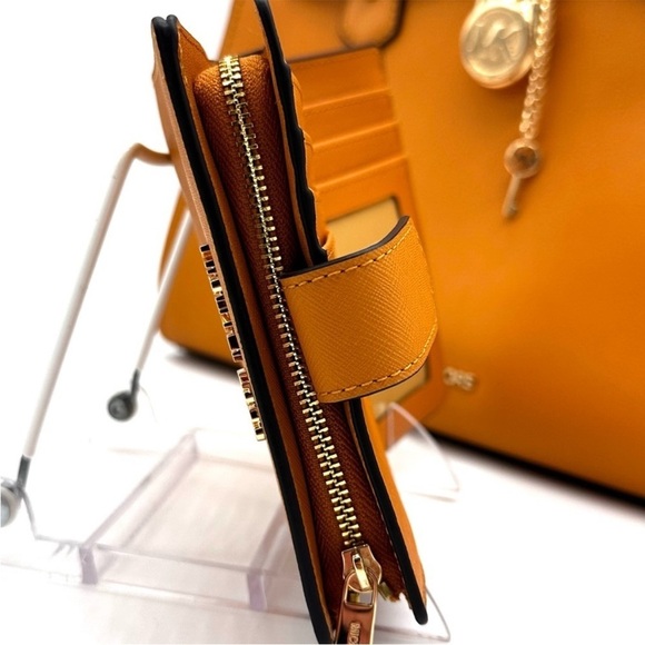 Michael Kors Medium Hamilton Leather Satchel Bag & Medium Bifold Wallet Cider - Picture 14 of 15